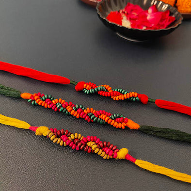 Wooden beads Plait  Cotton thread  Handmade Adult Rakhi