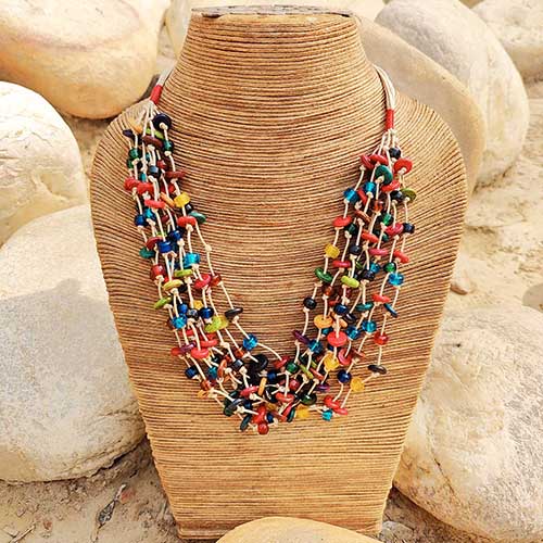 Marble Multi Beads Cotton Dori Neckpiece