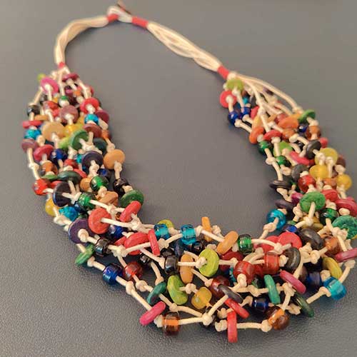 Marble Multi Beads Cotton Dori Neckpiece