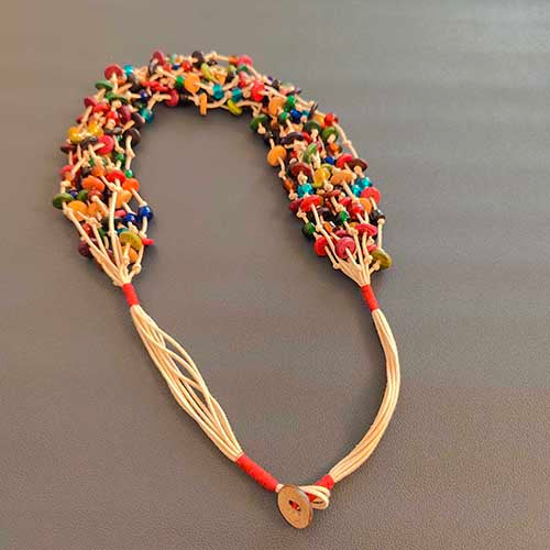 Marble Multi Beads Cotton Dori Neckpiece