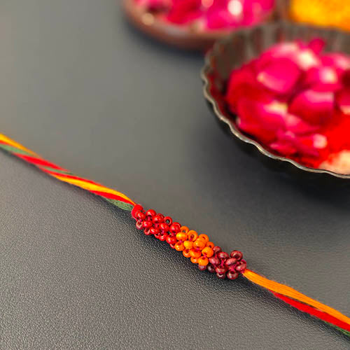 Green/Orange Thread Wooden Beads Rakhi