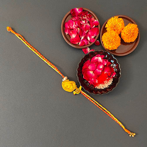 Yellow / Orange Fabric Adult Rakhi