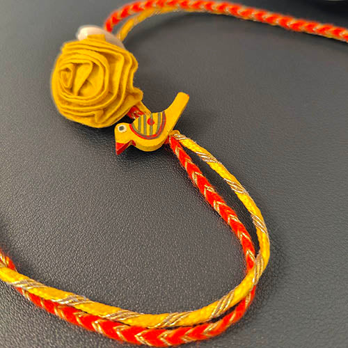 Yellow / Orange Fabric Adult Rakhi