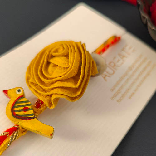 Yellow / Orange Fabric Adult Rakhi