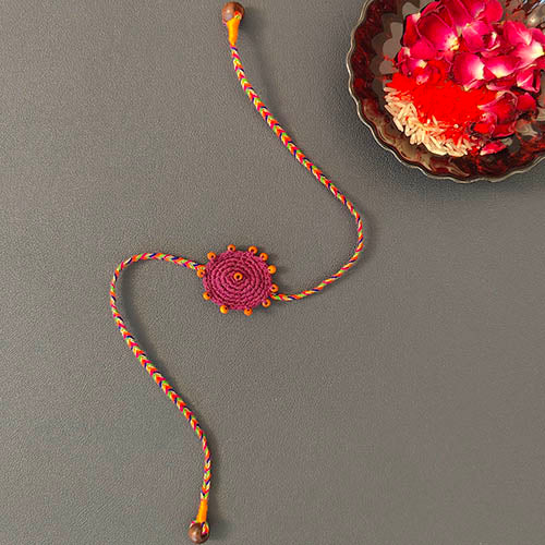 Crochet Green Orange Purple Rakhi