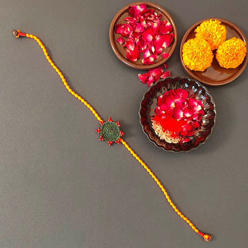 Crochet Green Orange Purple Rakhi