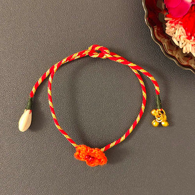 Phool Orange Crochet fabric Handmade RakHI