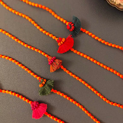 Tassel with wooden beads Dori Rakhi set of 5