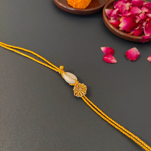 Gold Cowrie Dori Rakhi set of 2