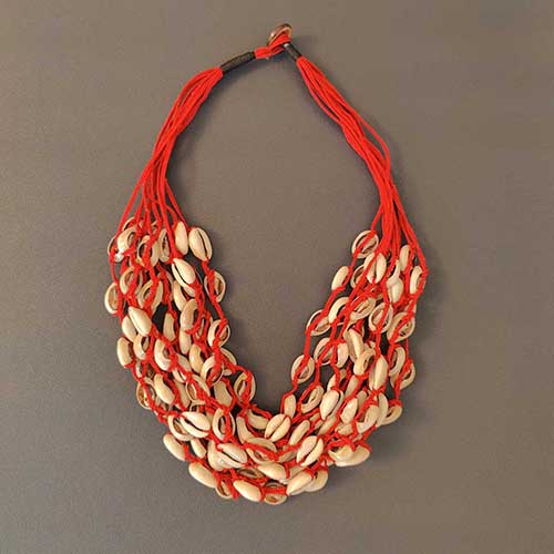 Fiji Red Cowrie Hand Made  Sustainable Fashion Jewelry Neckpiece