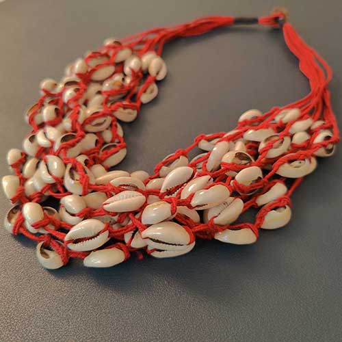 Fiji Red Cowrie Hand Made  Sustainable Fashion Jewelry Neckpiece