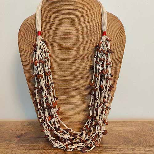 Marble Beige Beads Cotton Dori Neckpiece