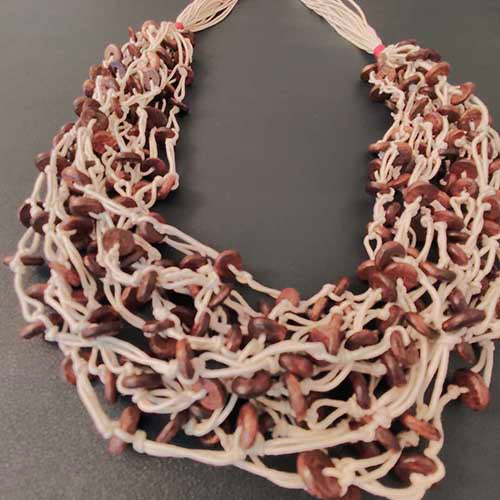 Marble Beige Beads Cotton Dori Neckpiece