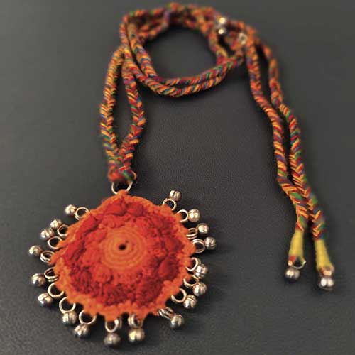 Croche Red/ Orange Hand Crochet Sustainable Fashion Jewelry Neckpiece