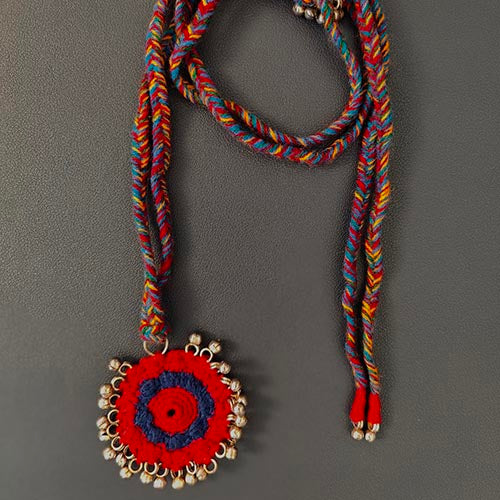 Croche Red/ Navy Blue Hand Crochet Sustainable Fashion Jewelry Neckpiece