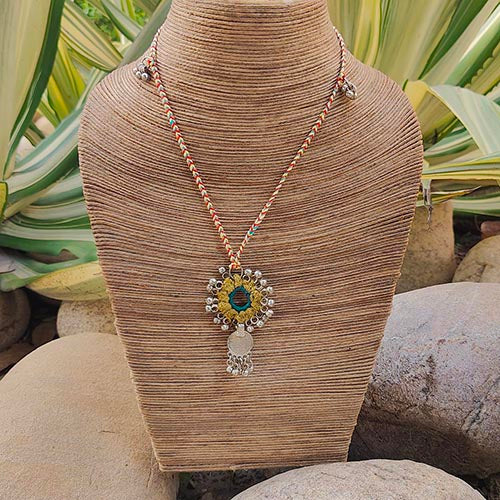 Tunisia Chartreuse Hand Crochet Sustainable Fashion Jewelry Neckpiece