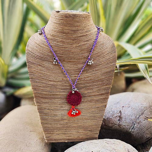 Tunisia Purple Hand Crochet Sustainable Fashion Jewelry Neckpiece