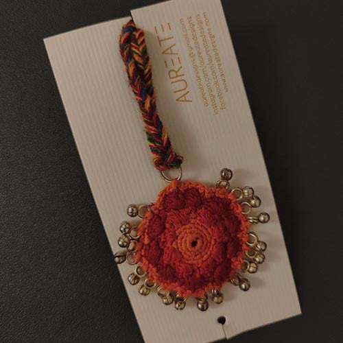 Croche Red/ Orange Hand Crochet Sustainable Fashion Jewelry Neckpiece