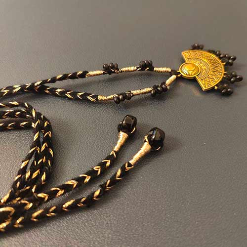 Lustre BlackGold Metal Pendant Dori Neckpiece