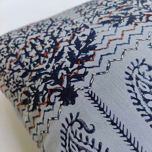 Midnight Blue Block Printed Cushion