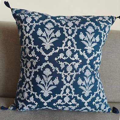 Empire Indigo Block Printed Cushion