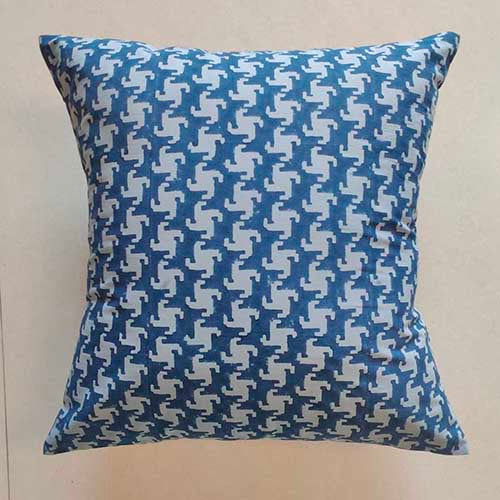 Kubic Indigo Block Printed Cushion