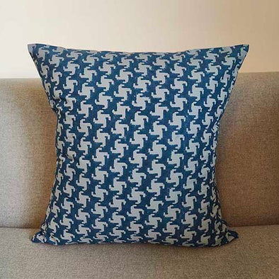 Kubic Indigo Block Printed Cushion