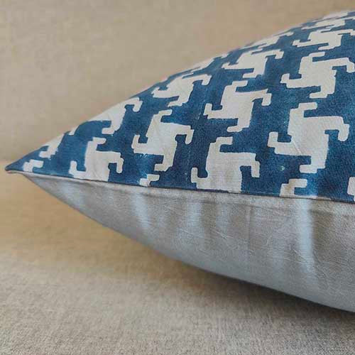 Kubic Indigo Block Printed Cushion