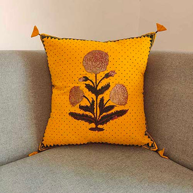 Noor Amber Block Printed Cushion