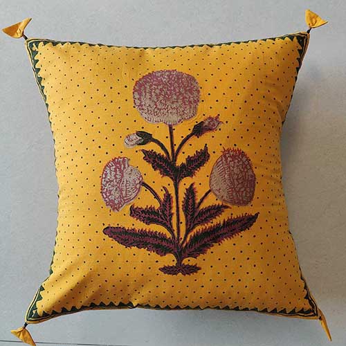 Noor Amber Block Printed Cushion