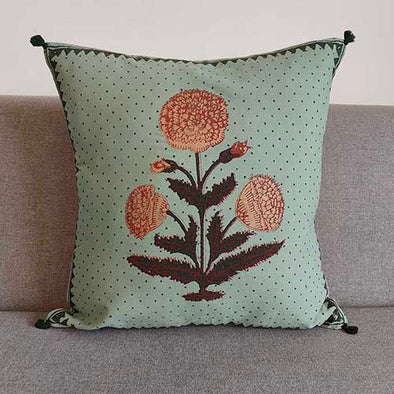 Noor Mint Block Printed Cushion