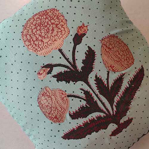 Noor Mint Block Printed Cushion