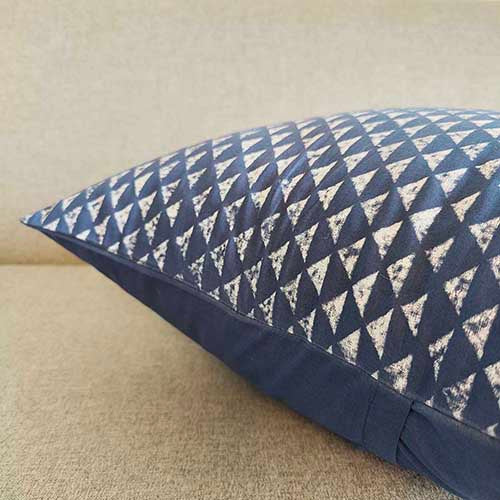 Pyramid Blue Block Printed Cushion