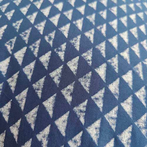 Pyramid Blue Block Printed Cushion