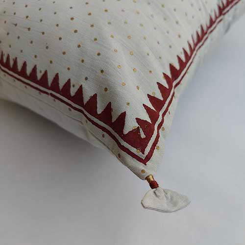 Noor Silver Maroon Block Printed Cushion