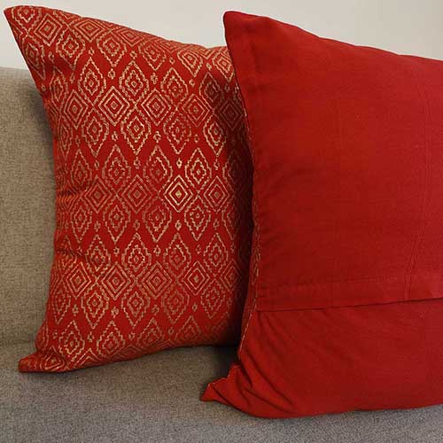 Jahan Red Gold Block Printed Cushion