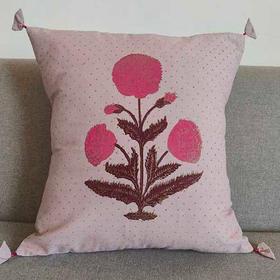 Noor Dusty Pink Block Printed Cushion