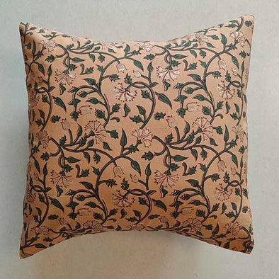 Abloom Camel Block Printed Cushion