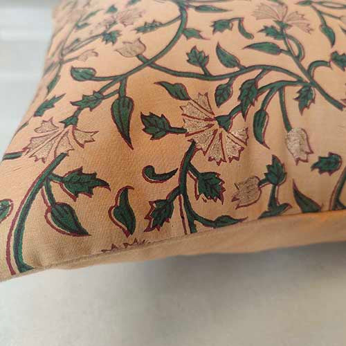 Abloom Camel Block Printed Cushion