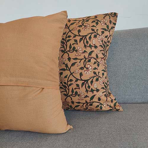 Abloom Camel Block Printed Cushion