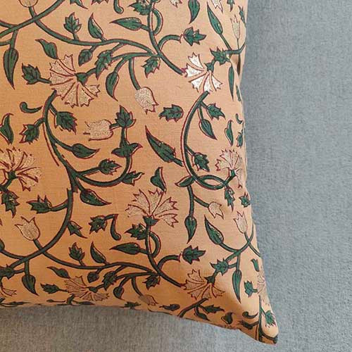 Abloom Camel Block Printed Cushion