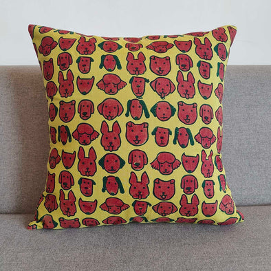 Woof Lime Block Printed Cushion