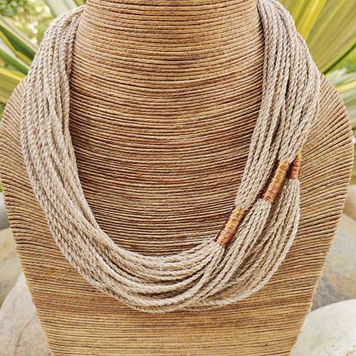 Sha Beige Copper Jute Dori Neckpiece