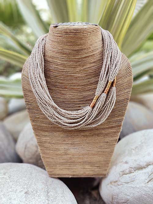 Sha Beige Copper Jute Dori Neckpiece