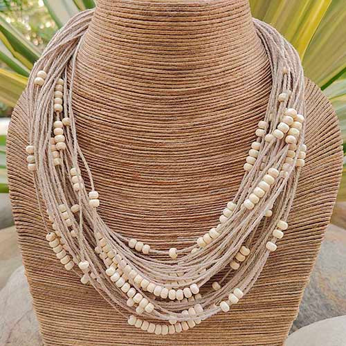 Rosary Beige Offwhite Jute Dori Neckpiece