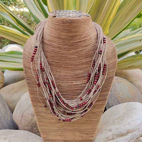 Rosary Beige Brown Jute Dori Neckpiece