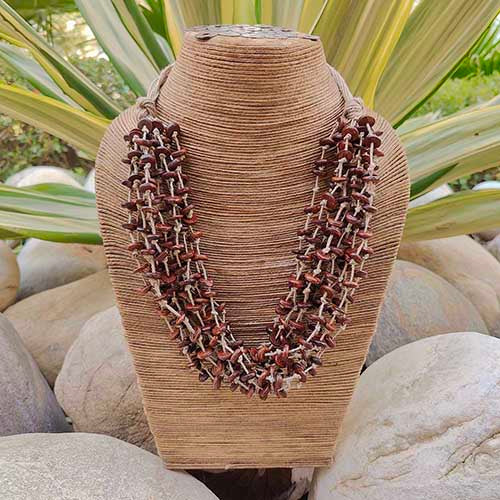 Twist Beige Brown Jute Dori Neckpiece