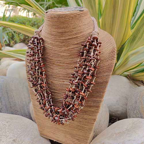 Twist Beige Brown Jute Dori Neckpiece