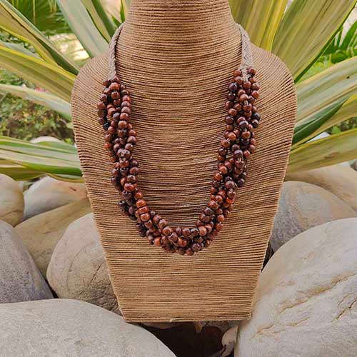 Plait Beige Brown Jute Dori Neckpiece