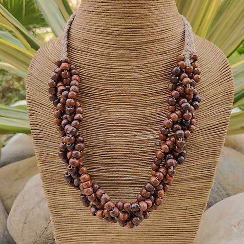 Plait Beige Brown Jute Dori Neckpiece